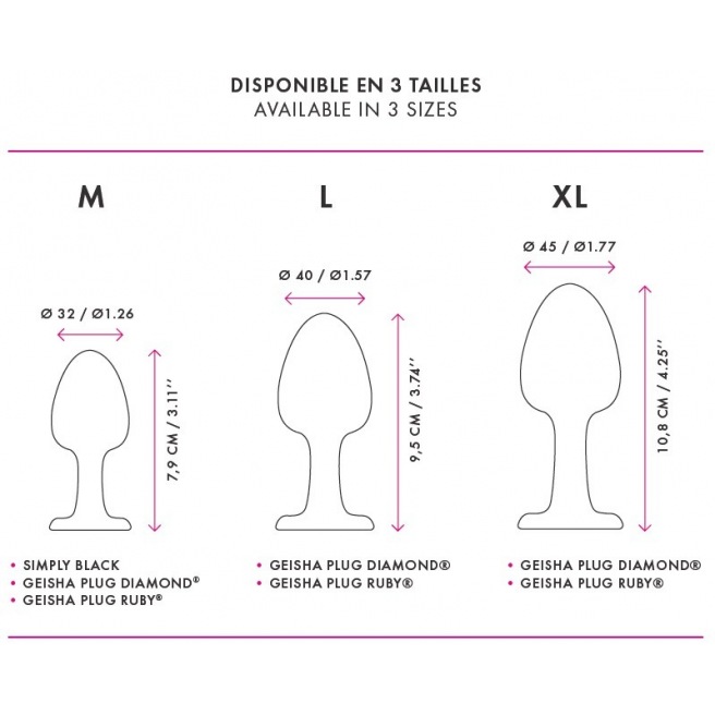 Plug Anal Bijou Geisha Ruby M - Noir et Rose Plug Anal Bijou Geisha Ruby M - Noir et Rose
