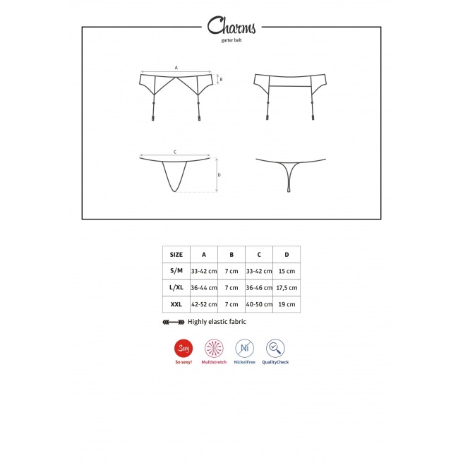 Charms Porte-jarretelles et String - Noir