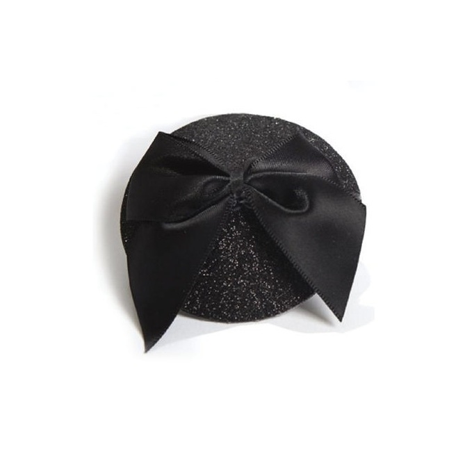 Cache-tétons Burlesque Noeud et Paillettes - Noir Cache-tétons Burlesque Noeud et Paillettes - Noir