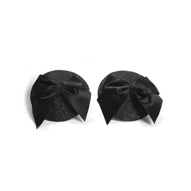 Cache-tétons Burlesque Noeud et Paillettes - Noir Cache-tétons Burlesque Noeud et Paillettes - Noir