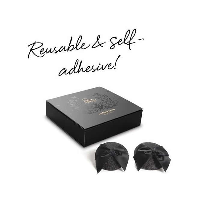 Cache-tétons Burlesque Noeud et Paillettes - Noir Cache-tétons Burlesque Noeud et Paillettes - Noir