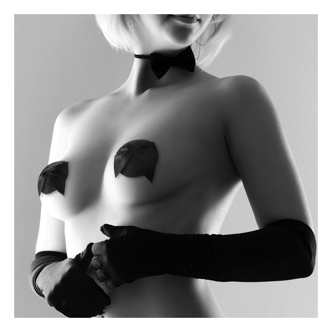 Cache-tétons Burlesque Noeud et Paillettes - Noir Cache-tétons Burlesque Noeud et Paillettes - Noir