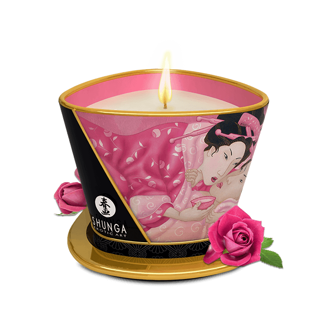 Bougie de massage lueur et caresses - Aphrodisia Rose