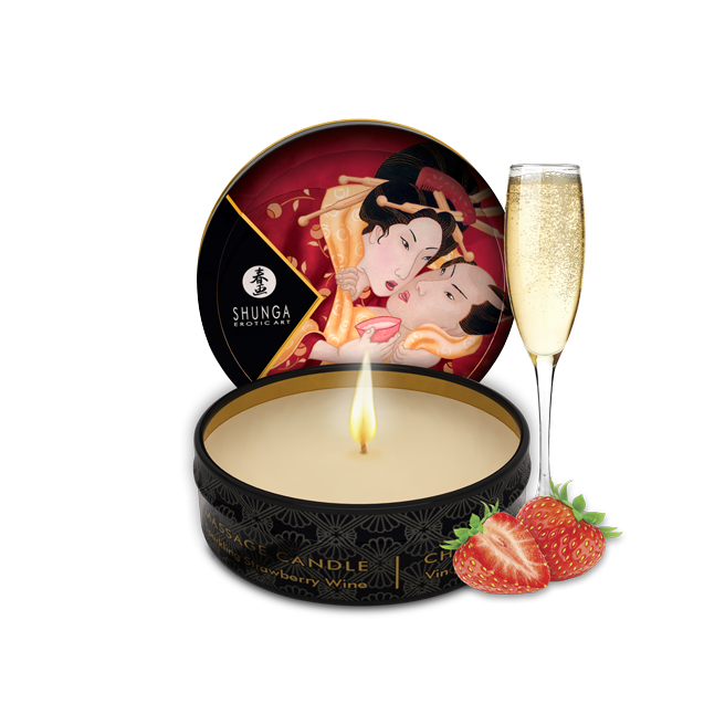 Mini bougie de massage - Vin pétillant à la fraise