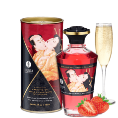 Huile chauffante aphrodisiaque - Vin pétillant à la fraise 100ml Huile chauffante aphrodisiaque - Vin pétillant à la fraise 100ml