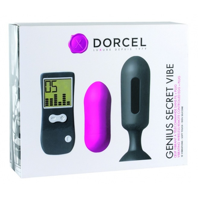 Oeuf Vibrant et Plug Genius Secret Vibe - Rose et Noir