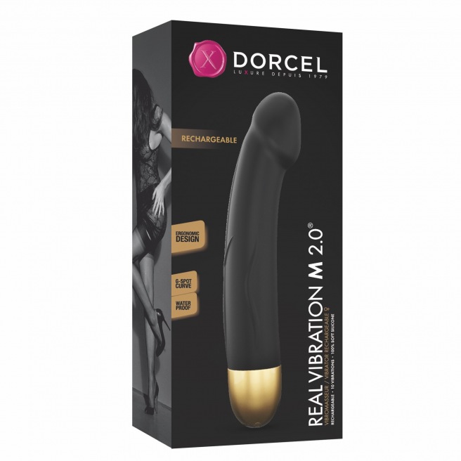 Vibromasseur Real Vibration M 22 cm 2.0 - Noir et Or