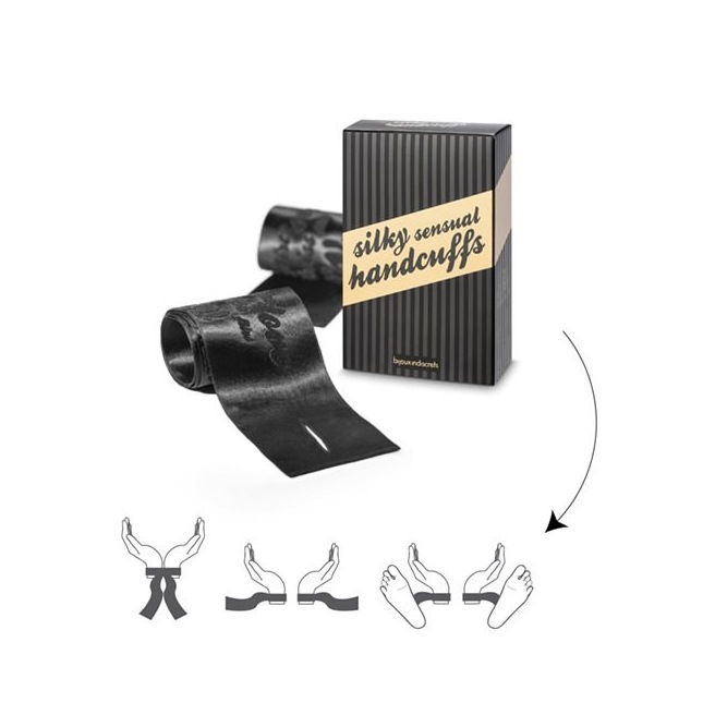 Menottes sensuelles - Liens en satin - Noir Menottes sensuelles - Liens en satin - Noir