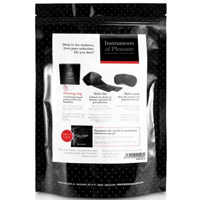 Coffret Plaisir - Masque, liens sensuels, cockring, dosette Coffret Plaisir - Masque, liens sensuels, cockring, dosette