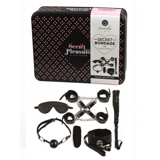 Secret Bondage : Ensemble BDSM 8 pièces 6148k - Noir