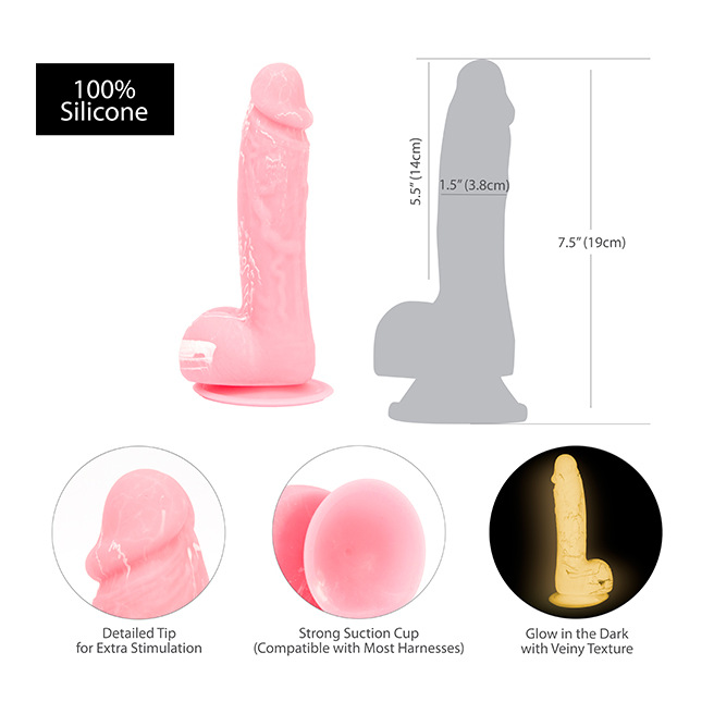 Addiction - Brandon 7,5 pouces rose brille dans le noir