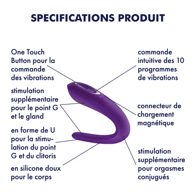 Stimulateur pour couple Satisfyer Double Classic - Violet Stimulateur pour couple Satisfyer Double Classic - Violet