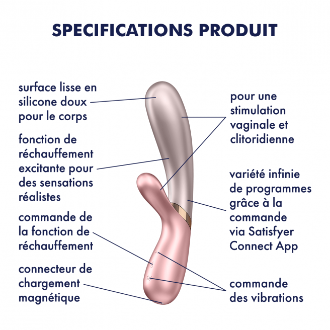 Vibromasseur lapin chauffant Satisfyer Hot Lover rose