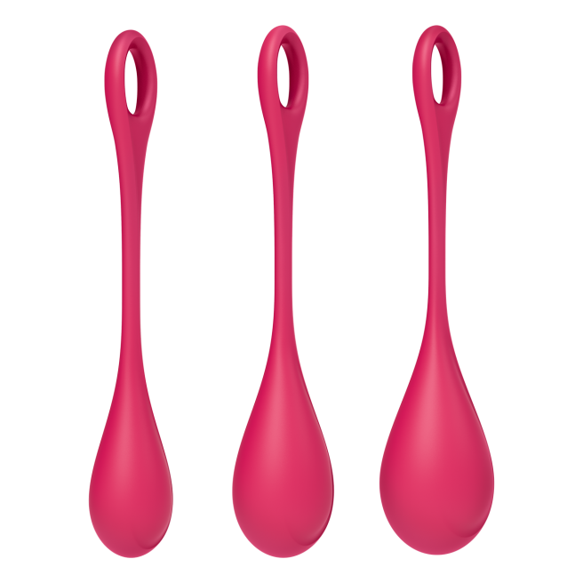 Boules de Geisha Satisfyer Yoni Power 1 - Set de 3 - Rouge Boules de Geisha Satisfyer Yoni Power 1 - Set de 3 - Rouge