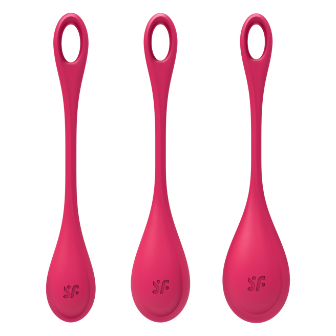 Boules de Geisha Satisfyer Yoni Power 1 - Set de 3 - Rouge Boules de Geisha Satisfyer Yoni Power 1 - Set de 3 - Rouge