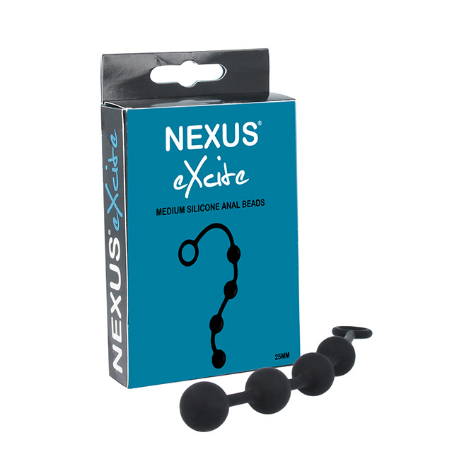 Nexus - Perles anales Excite Medium en silicone Noir