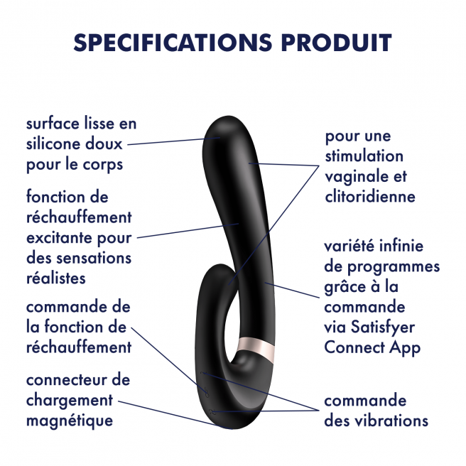 Stimulateur clitoridien et Vibromasseur point G Satisfyer Heat Wave Connect App - Noir