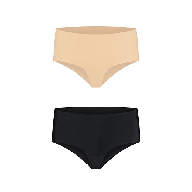 Bye Bra - Culotte Haute Invisible Nude + Noir XL