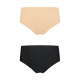 Bye Bra - Culotte Haute Invisible Nude + Noir XL