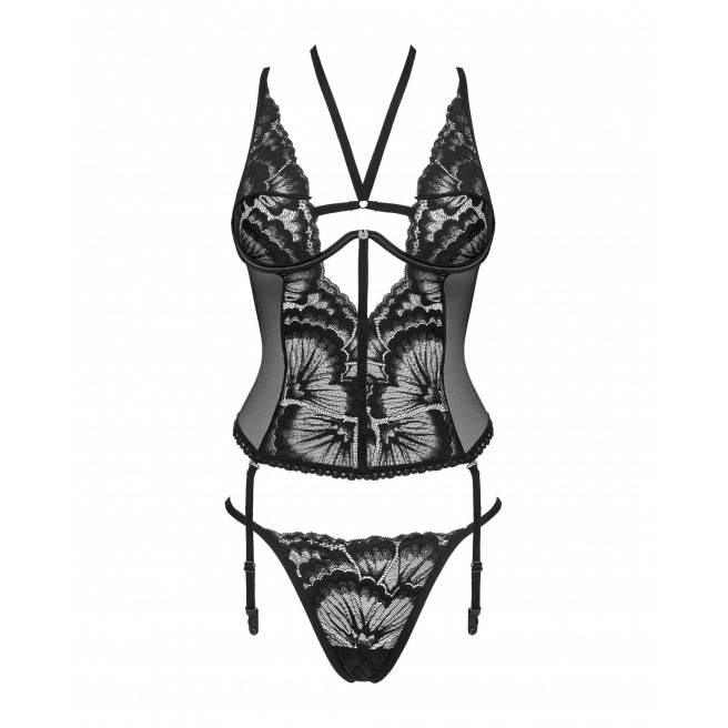 Alessya Corset et string noir