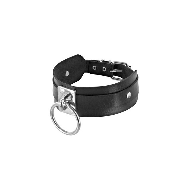 Collier large noir avec anneau Fétish Tentation