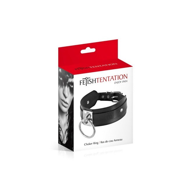 Collier large noir avec anneau Fétish Tentation Collier large noir avec anneau Fétish Tentation