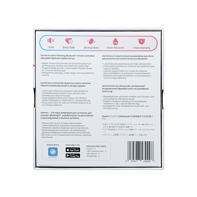 Lovense - Pinces à seins vibrantes contrôlées par application Gemini