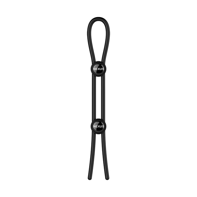 Nexus - Anneau Pénien Forge Double Lasso Ajustable en Silicone Noir