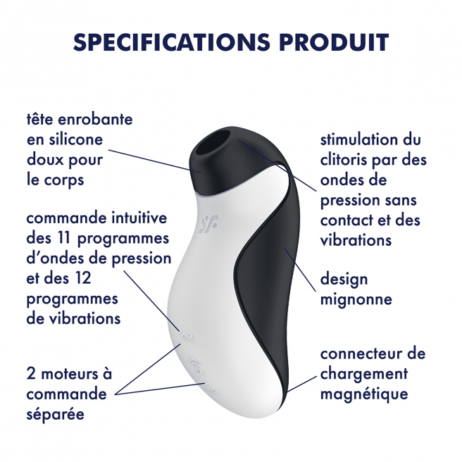 Orca stimulateur clitoridien et vibromasseur - Noir Satisfyer