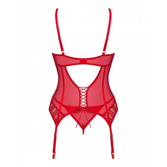 Ingridia corset et string - Rouge