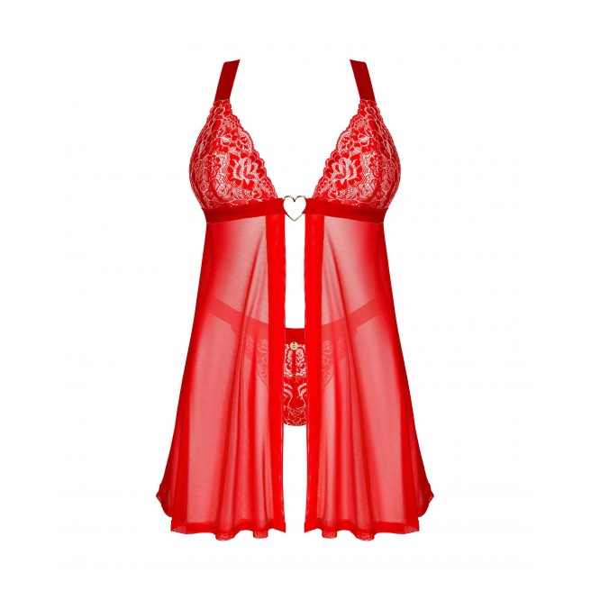 Babydoll et string Elianes - Rouge Babydoll et string Elianes - Rouge