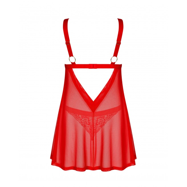 Babydoll et string Elianes - Rouge Babydoll et string Elianes - Rouge