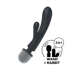 Triple Lover Rabbit et Wand Satisfyer - Noir Triple Lover Rabbit et Wand Satisfyer - Noir