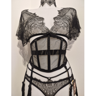 Kunza - Lucina - Serre-Taille à Manche en Dentelle - Noir