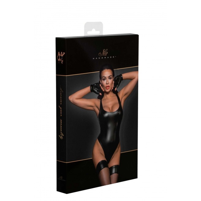 Noir Handmade - Body Powerwetlook avec ourlet inférieur échancré
