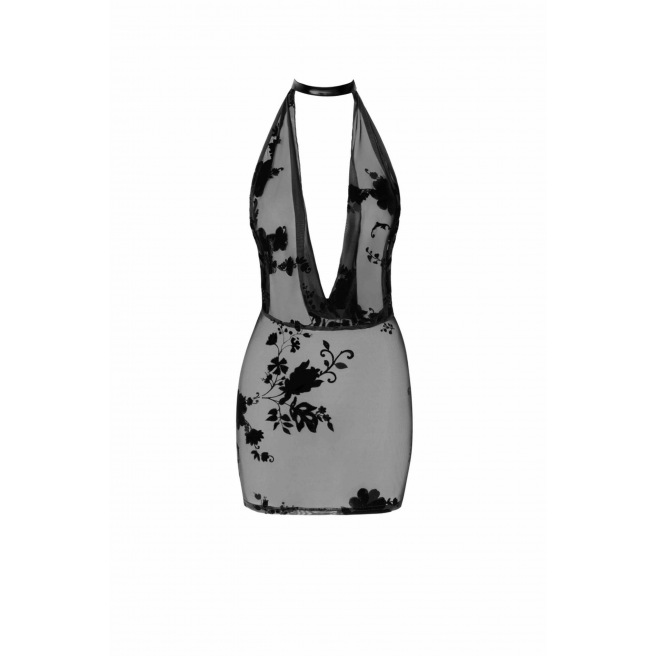 Noir Handmade - Mythos mini robe en maille floquée avec bijou chaîne en strass Noir Handmade - Mythos mini robe en maille floquée avec bijou chaîne en strass