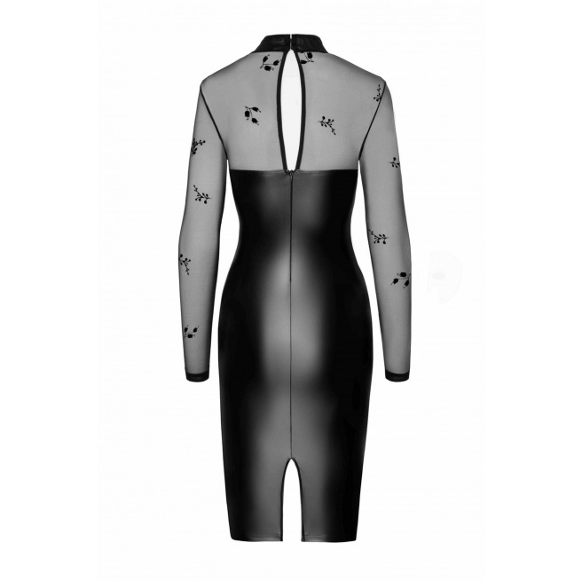 Noir handmade - Sublime robe midi en wetlook et maille floquée Noir handmade - Sublime robe midi en wetlook et maille floquée