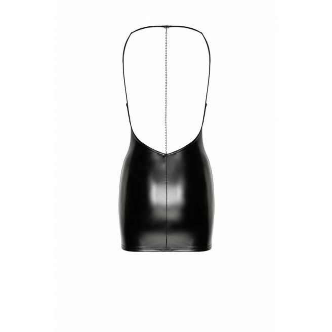 Noir handmade - Mirage Mini robe wetlook avec bijou chaîne en strass Noir handmade - Mirage Mini robe wetlook avec bijou chaîne en strass