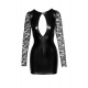 Robe courte en Powerwetlook avec manches en dentelle