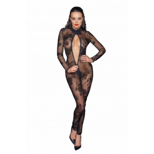 Noir Handamde - Combinaison longue en tulle avec fermeture éclair