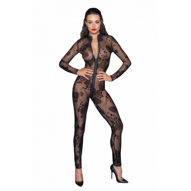 Noir Handamde - Combinaison longue en tulle avec fermeture éclair Noir Handamde - Combinaison longue en tulle avec fermeture éclair