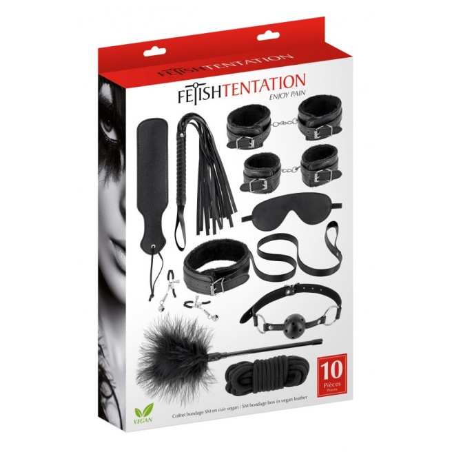 Coffret Bondage SM 10 pièces Fetish Tentation Coffret Bondage SM 10 pièces Fetish Tentation