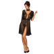 Obsessive - Lucita Sheer Kimono with Choker Black S/M