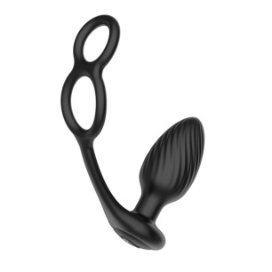 Nexus - TORNADO Rotating Plug with Cock & Ball Rings - Black Nexus - TORNADO Rotating Plug with Cock & Ball Rings - Black