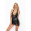 F283 Mini-robe en Powerwetlook avec dos échancré