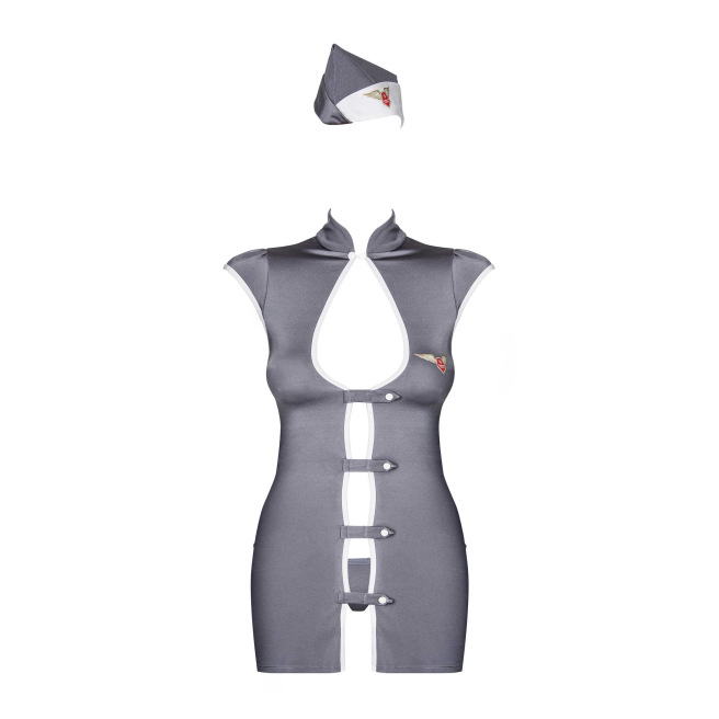 Stewardess Costume 3 pcs - Gris
