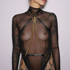 Harnais Noir 2 chaines Or Harnais Noir 2 chaines Or