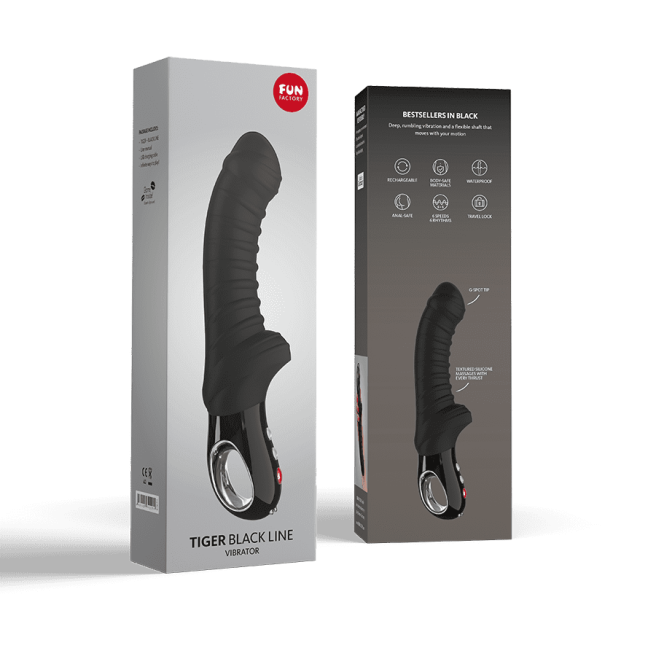 Tiger - Vibromasseur strié - Noir Tiger - Vibromasseur strié - Noir