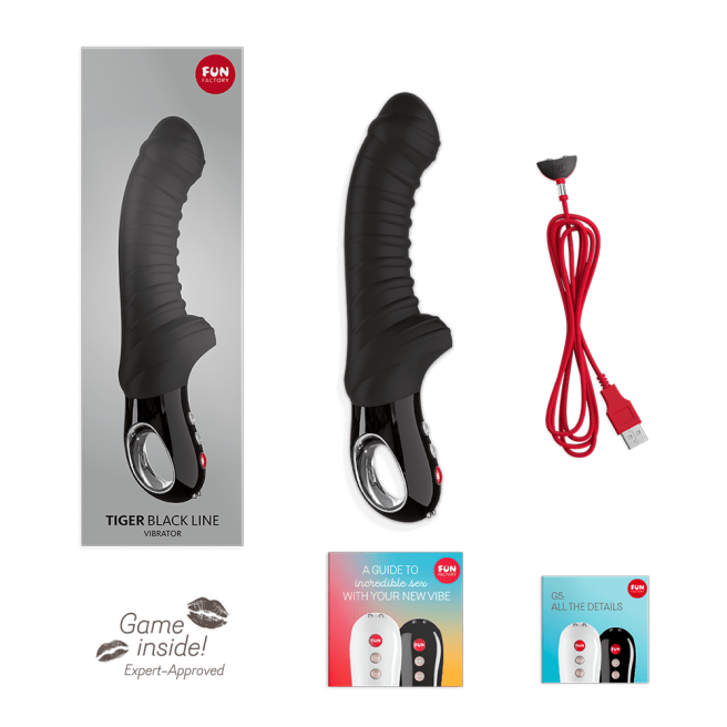 Tiger - Vibromasseur strié - Noir Tiger - Vibromasseur strié - Noir