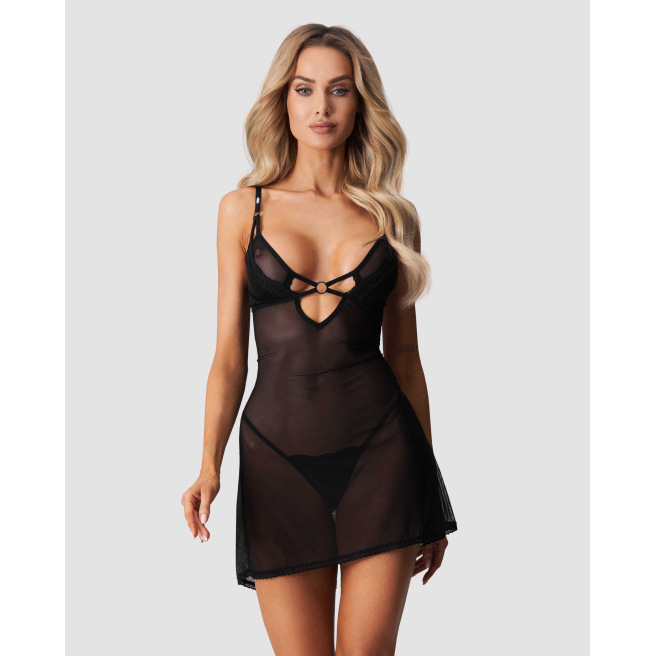 Alliane nuisette et string - Noirs